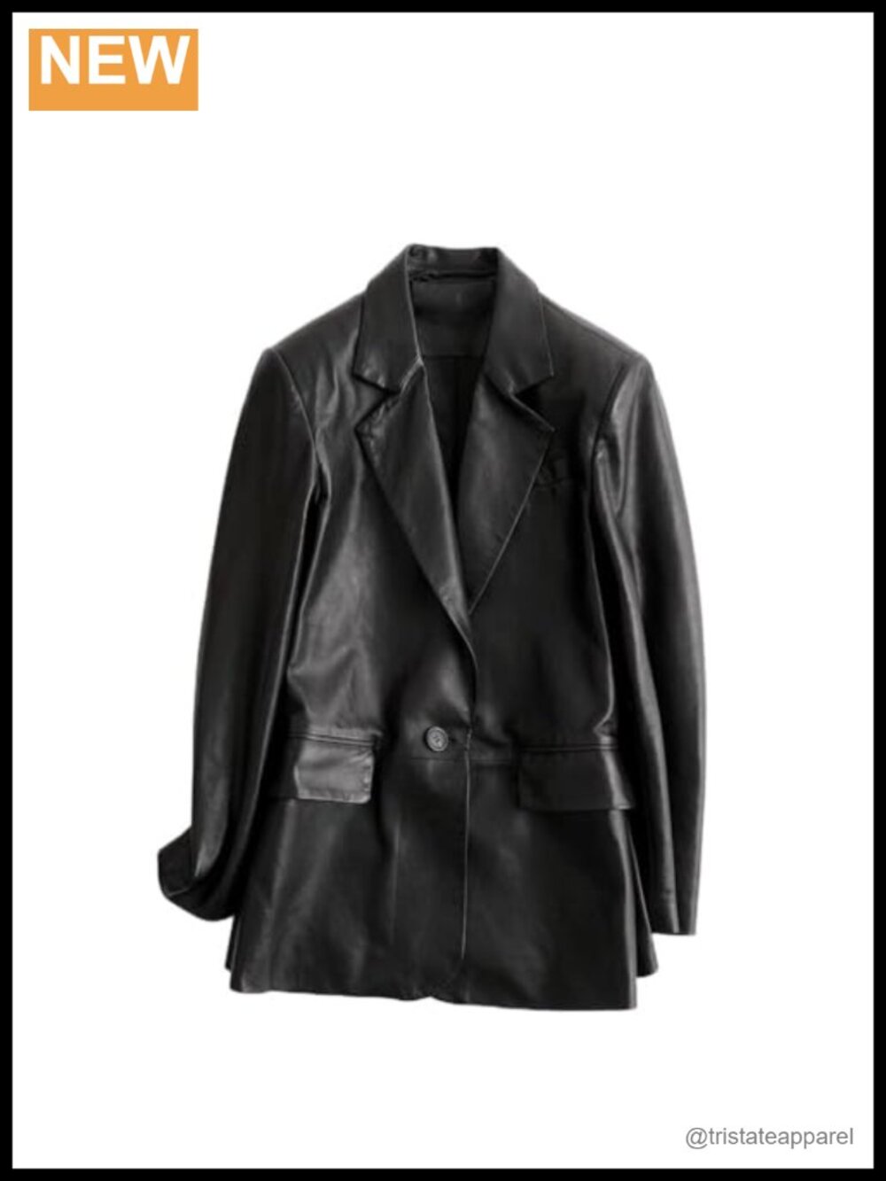 Genuine Sheepskin Leather Single Button Notched Collar Blazer Women's Suit